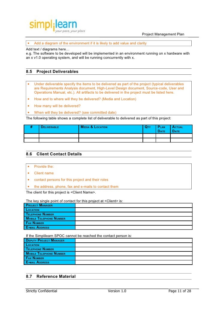 project plans template