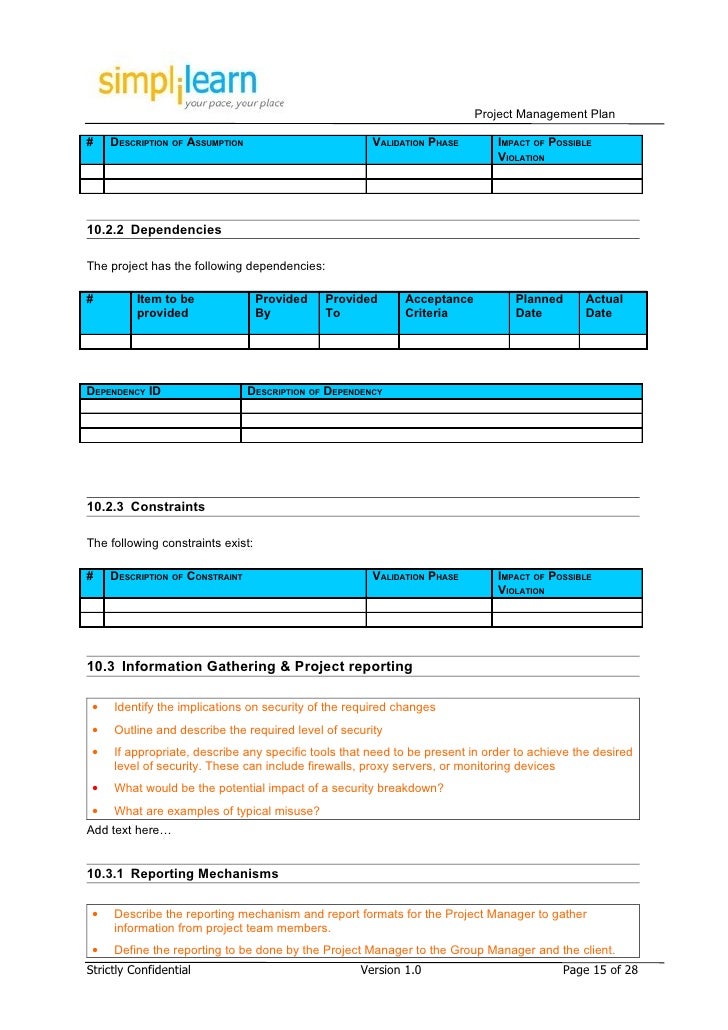 project management plan template project management schedule template