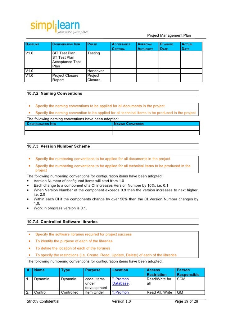 project management plan template access project management template