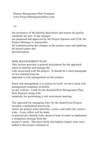 PROJECT MANAGEMENT PLAN TEMPLATE This Project Mana.docx