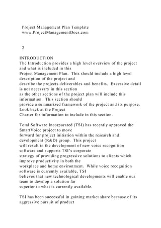 PROJECT MANAGEMENT PLAN TEMPLATE This Project Mana.docx