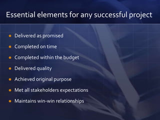 Description of project management process