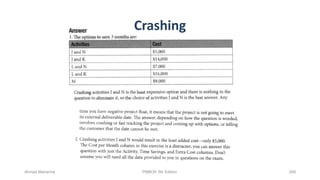 Ahmad Maharma PMBOK 5th Edition 269
Crashing
 