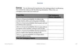 Exercise
Ahmad Maharma PMBOK 5th Edition 507
 