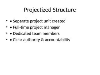 Project Management Structure Projectized Comprehensive Overview of Project Management Structures: Functional ...