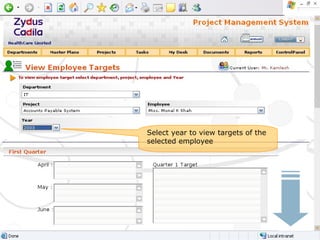Select year to view targets of the selected employee 