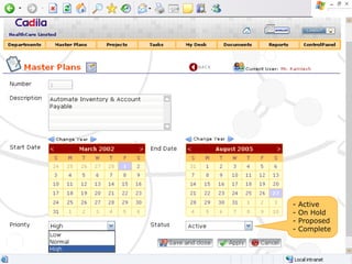 - Active - On Hold - Proposed - Complete 