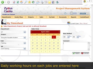 Daily working hours on each jobs are entered here 