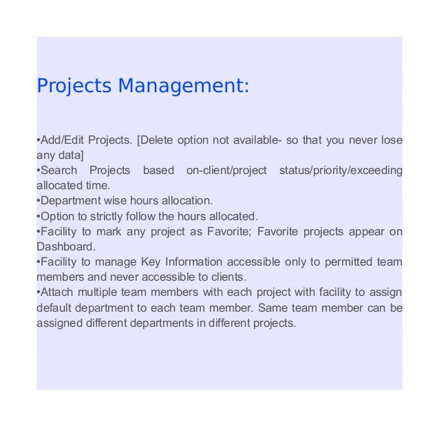 Key features of project management system