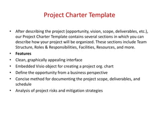 Project Charter Vision Statement Project management templates | PPTX