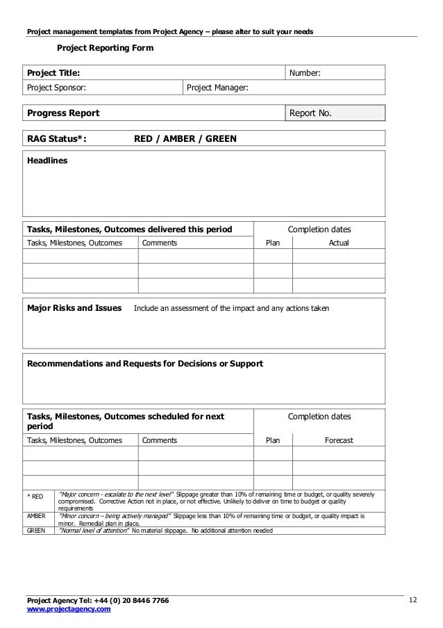 project management form templates