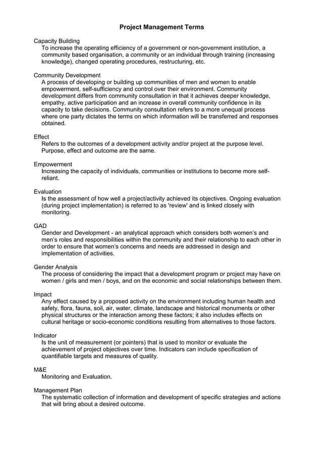 Project Management Terms PDF Project Management Terms PDF
