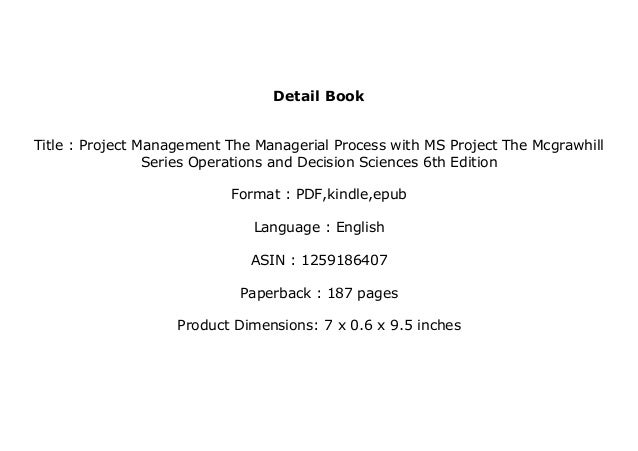 [download]_p.d.f library Project Management The Managerial Process with ...