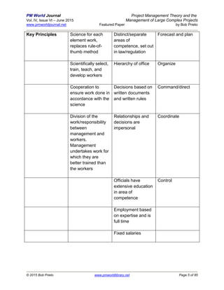 Project management theory and management of large complex projects ...