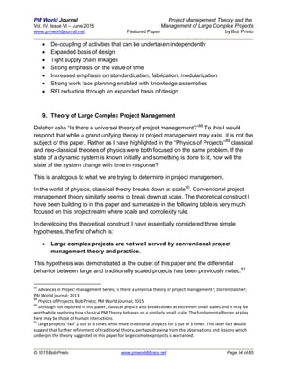 Project management theory and management of large complex projects ...