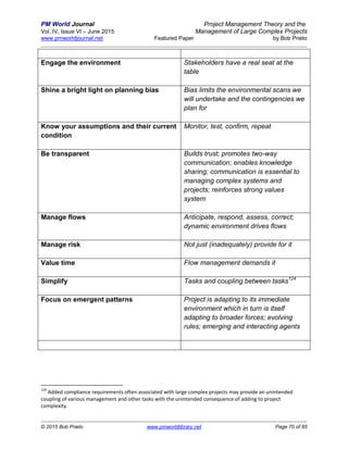 Project management theory and management of large complex projects ...