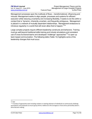 Project management theory and management of large complex projects ...