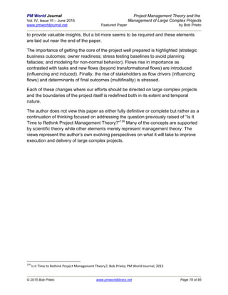 Project management theory and management of large complex projects ...