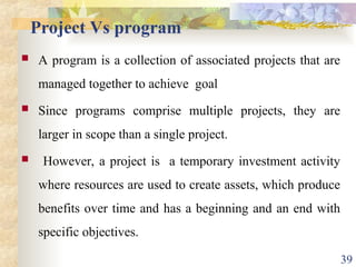 Program Vs Project Slides Project Management training modified.ppt is very important | PPT