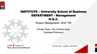 Project Management Unit 3 Lecture 3.1.ppt