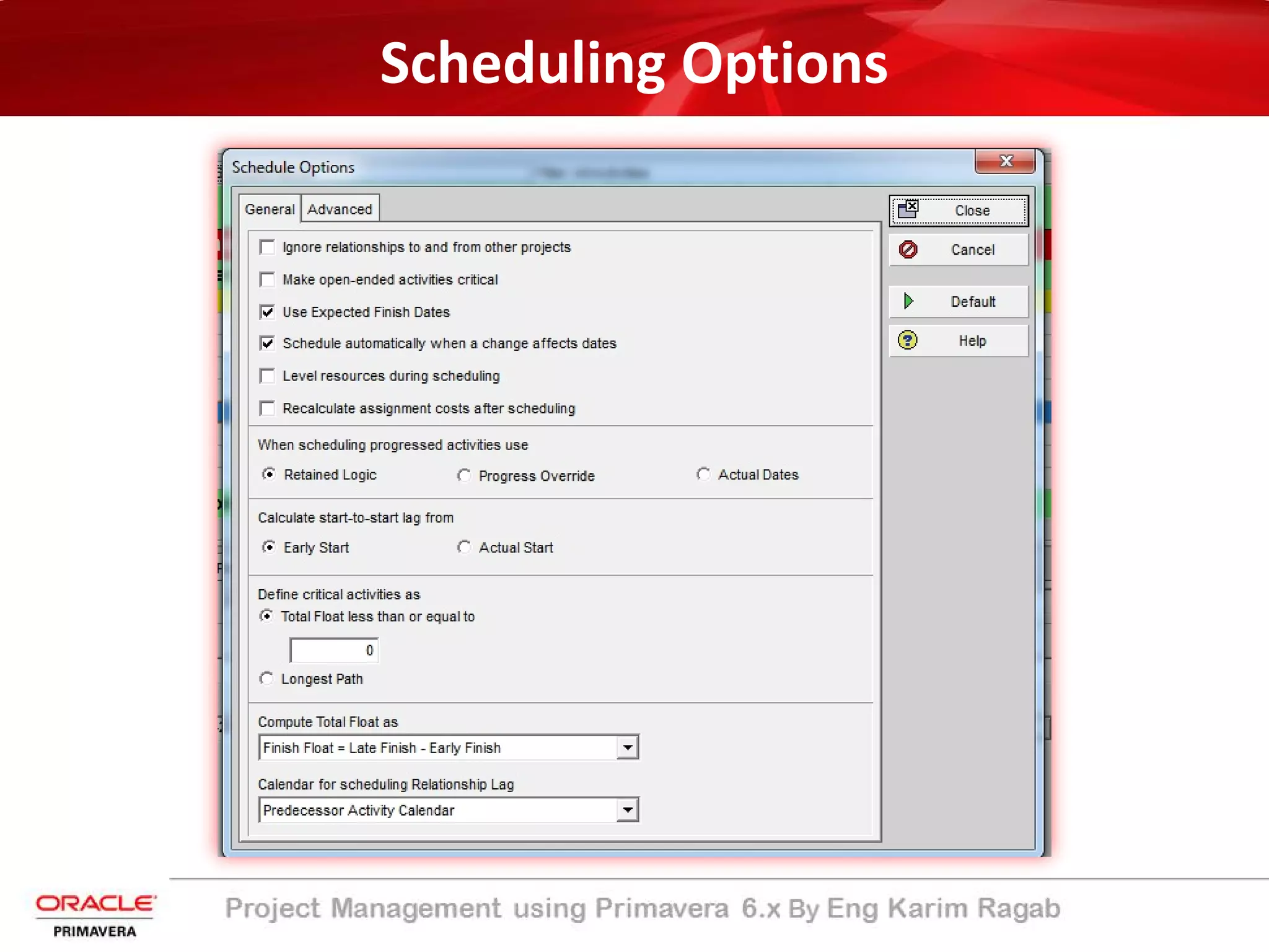 Scheduling Options
 