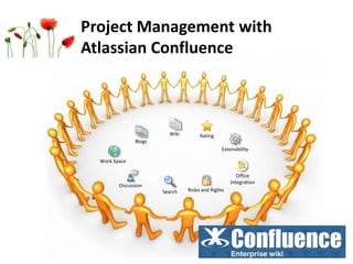Project Management with Atlassian Confluence Wiki Rating Blogs Extensibility Work Space Office  Integration Discussion Roles and Rights Search 