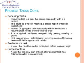 Recurring Project Task Project management with ms project 2007 | PPTX