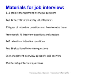 Project manager interview questions | PPT