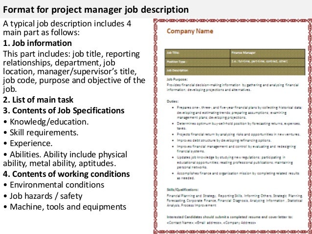 project manager job description project manager job description