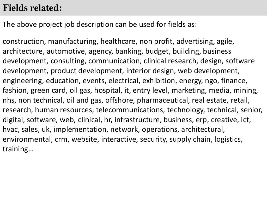 Project manager job description