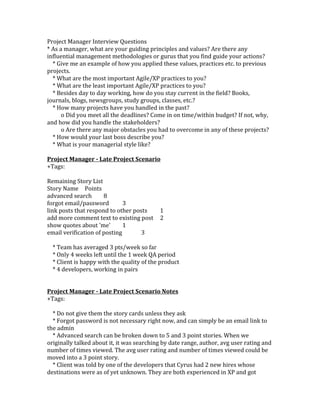 Project manager scenarios | DOC