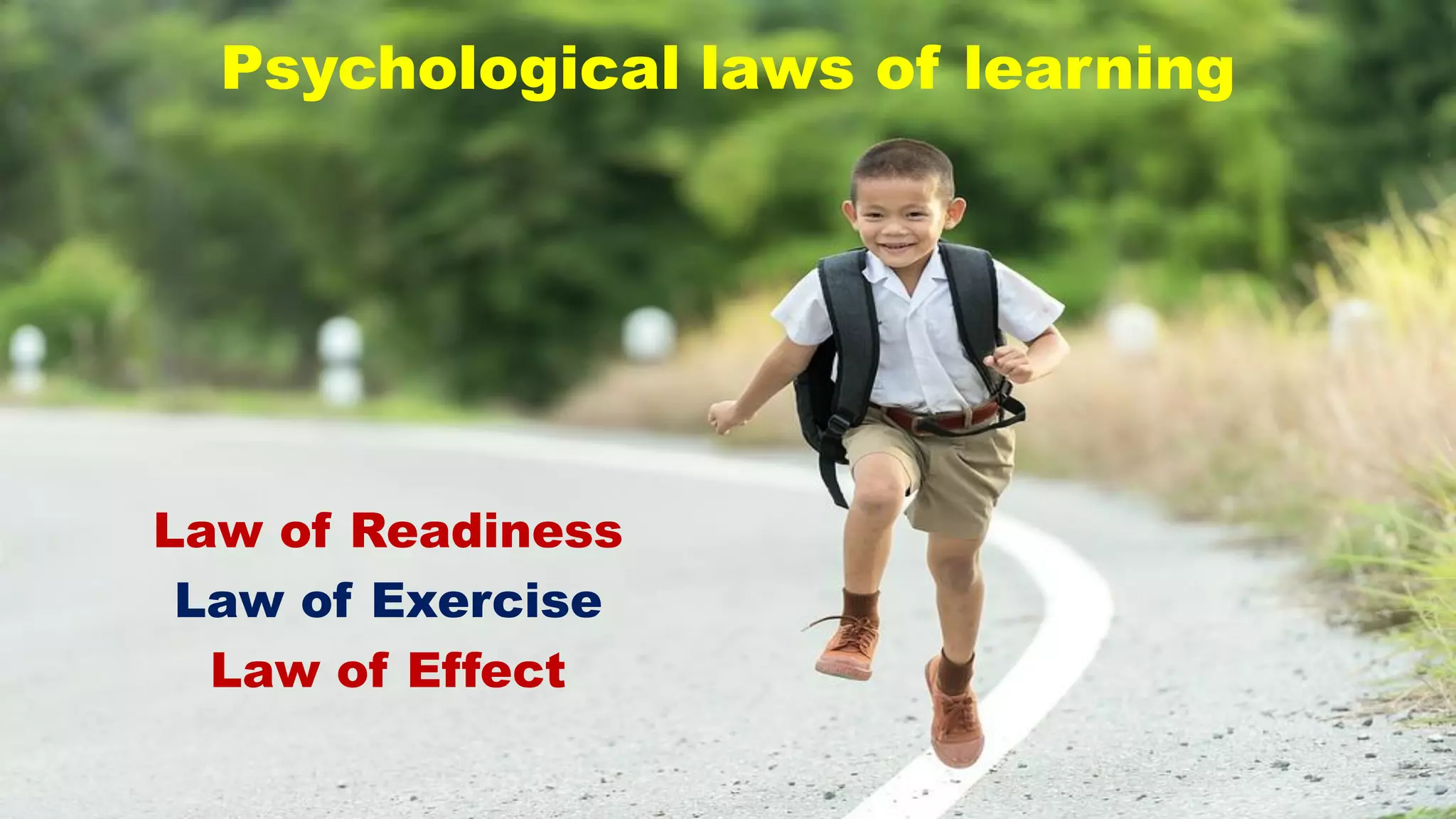 Psychological laws of learning
Law of Readiness
Law of Exercise
Law of Effect
 