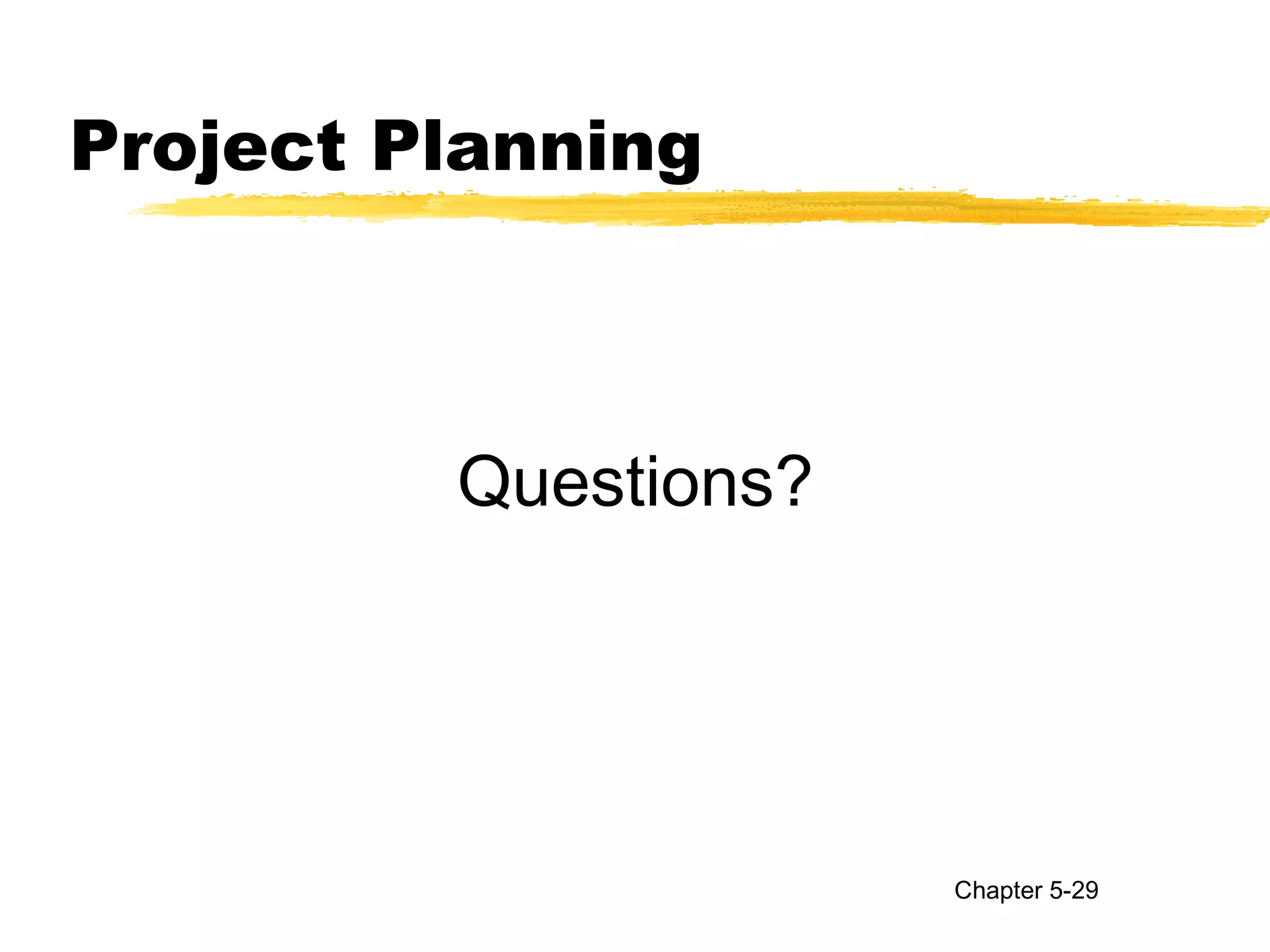 Project Planning
Questions?
Chapter 5-29
 