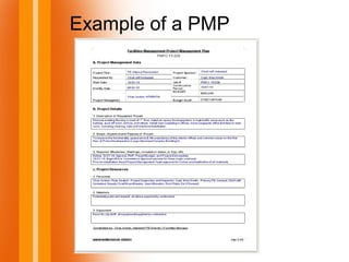 Example of a PMP
 