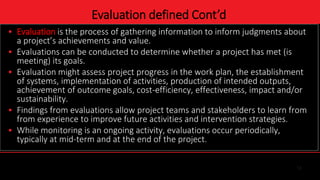 Project Monitoring and Evaluation (M and E Plan) Notes | PPTX