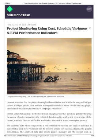 Project Monitoring Using Cost, Schedule Variance & EVM Performance Indicators