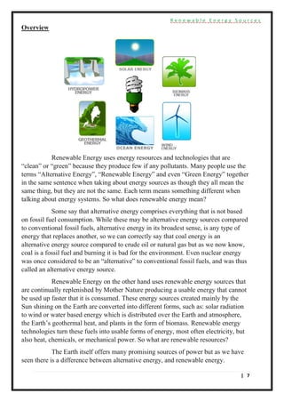 Renewable Energy Sources | PDF