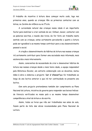 Projecto   Ler é Crescer 