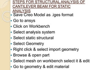 design and analysis of cantilever beam ppt | PPTX