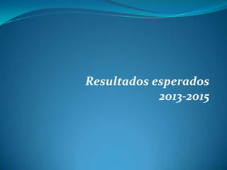 Resultados esperados
2013-2015
 