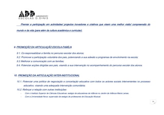 Projecto educativo objectivos