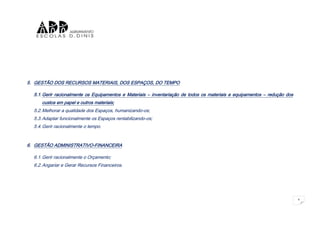 Projecto educativo objectivos