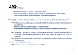 Projecto educativo objectivos