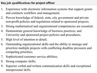 Project Officer Job Description