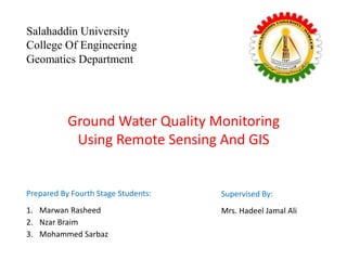 Ground Water Quality Monitoring Using Remote Sensing And GIS | PDF