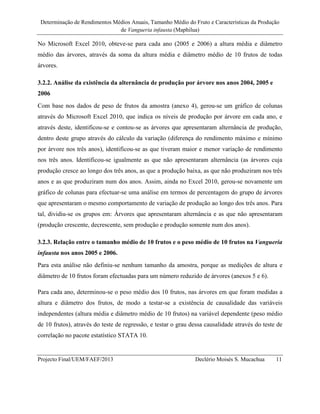 Determinação de Rendimentos Médios Anuais, Tamanho Médio do Fruto e Características da Produção
de Vangueria infausta (Map...