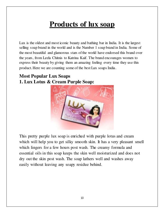 Marketing mix of lux soap picture