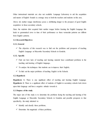 The Problems and Prospects of Teaching English Language In Secondary ...