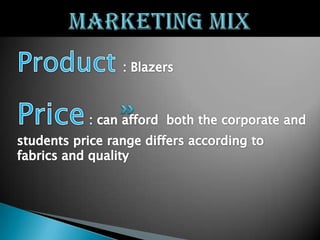 Project on blazers marketing