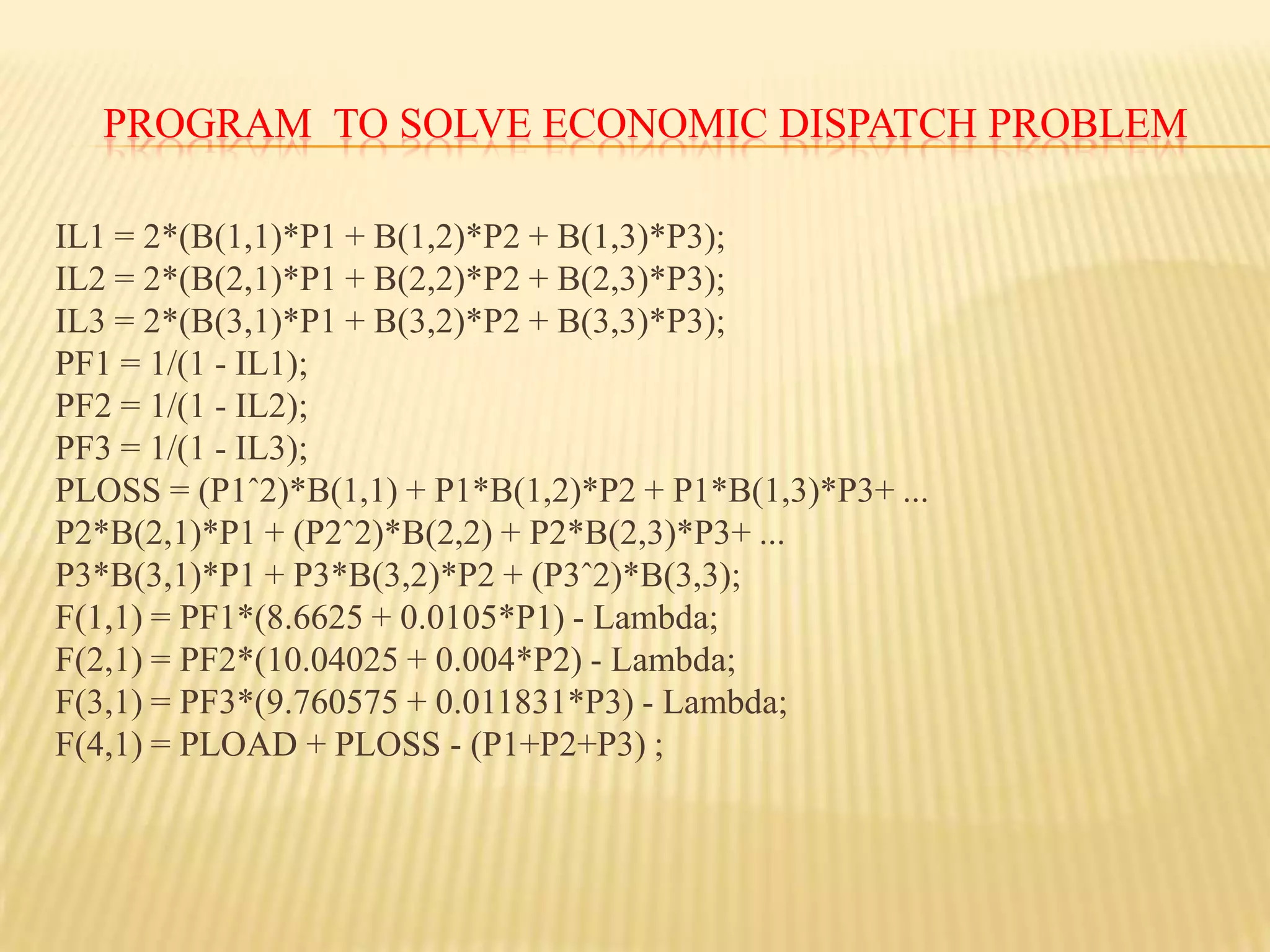 Economic dispatch is not concerned with determining which units to turn on/off (this is the unit commitment problem).